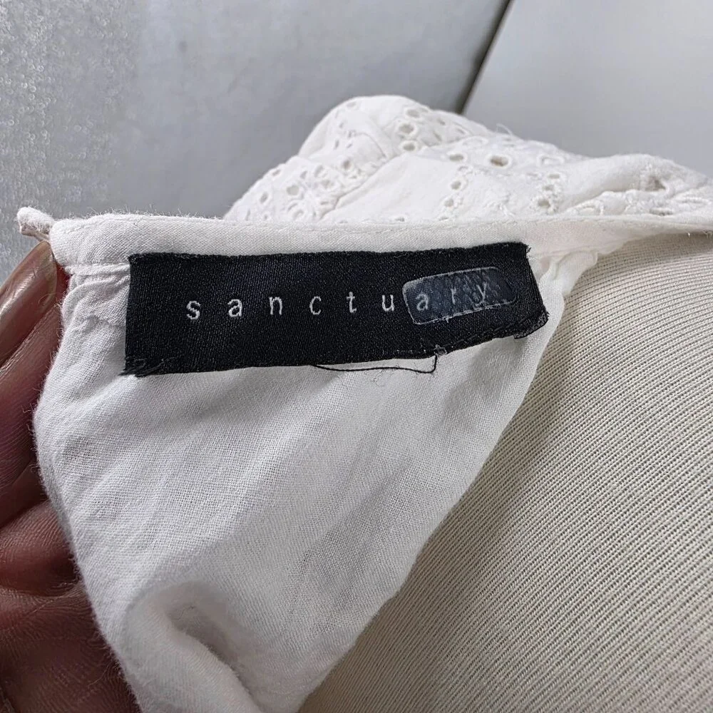 Sanctuary Eyelet, White 100% Cotton Dress Size S - Picture 3 of 10